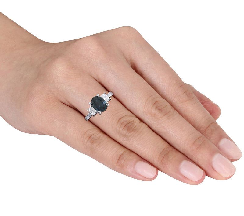 Bellini 14K 2.50 cttw Blue Topaz & 6/10 cttw Diamond Ring — View 3