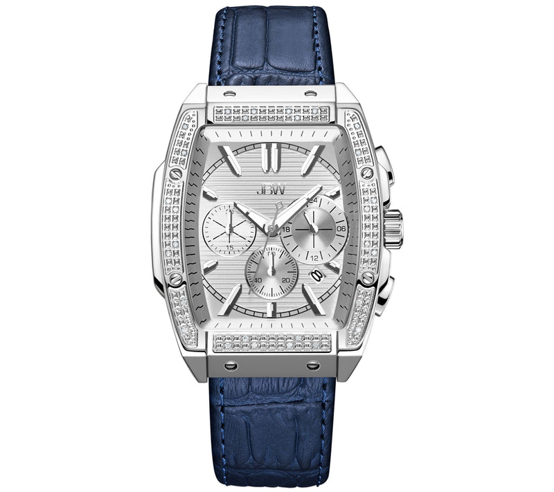 JBW Men's Echelon 1/4 cttw Diamond Blue Leather Strap Watch — Main view