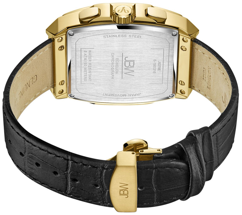 JBW Men's Echelon 1/4 cttw Diamond Black Leather Watch — View 3