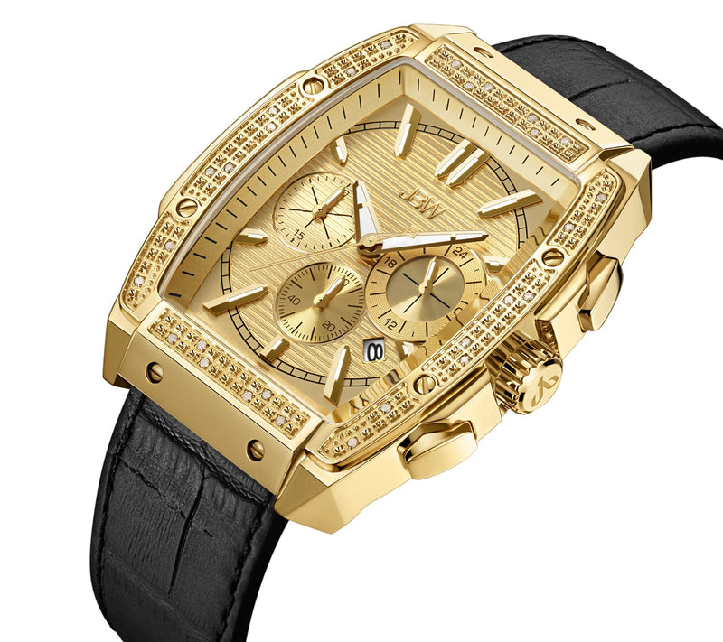 JBW Men's Echelon 1/4 cttw Diamond Black Leather Watch — View 2