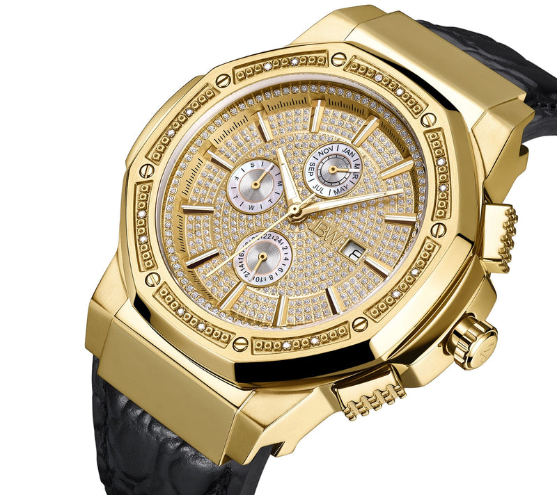 JBW Men's Saxon 1/7 cttw Diamond 18K Gold-Plated Watch — View 2
