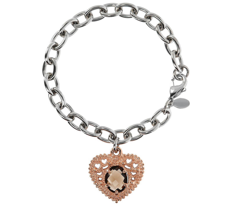 Steel by Design Gemstone Heart Charm Bracelet — Main view