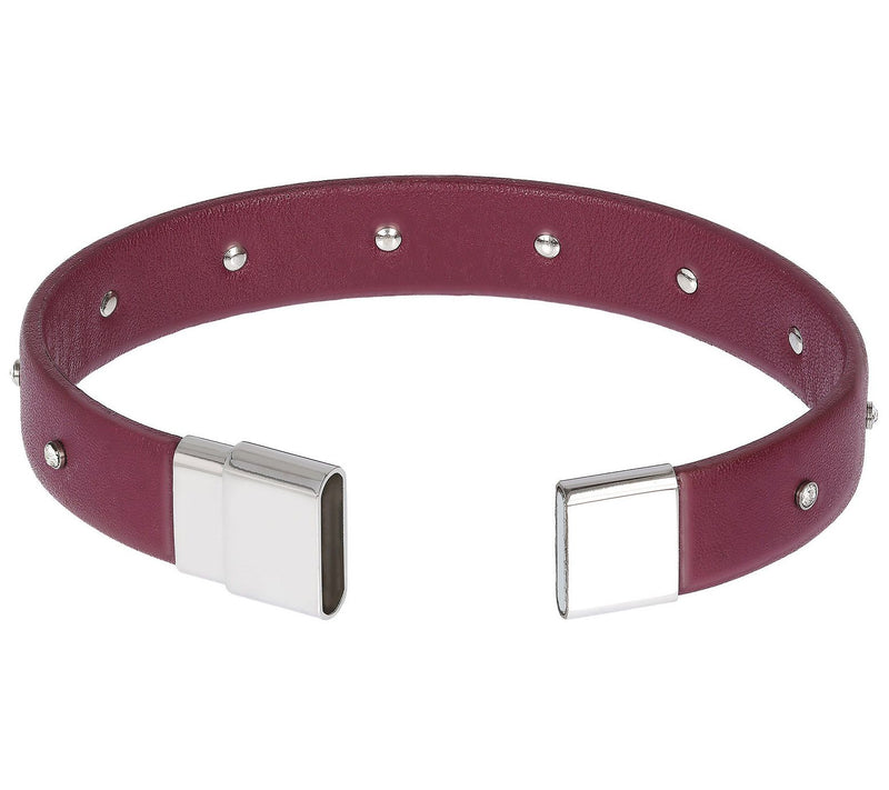 Steel by Design Crystal Studded Leather B racelt — View 2