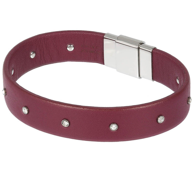 Steel by Design Crystal Studded Leather B racelt — Main view