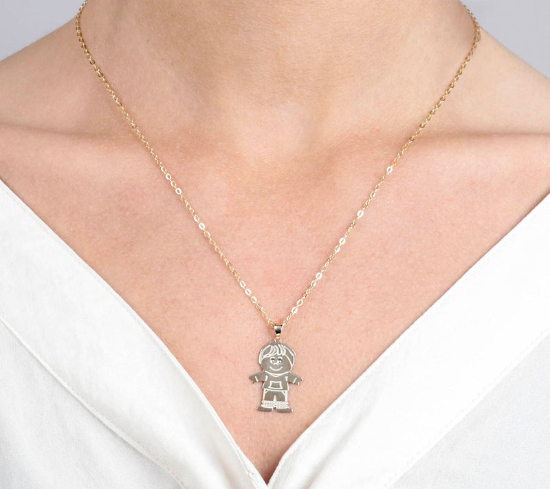 Italian Gold Boy Pendant with 18" Chain, 14K Gold — View 3