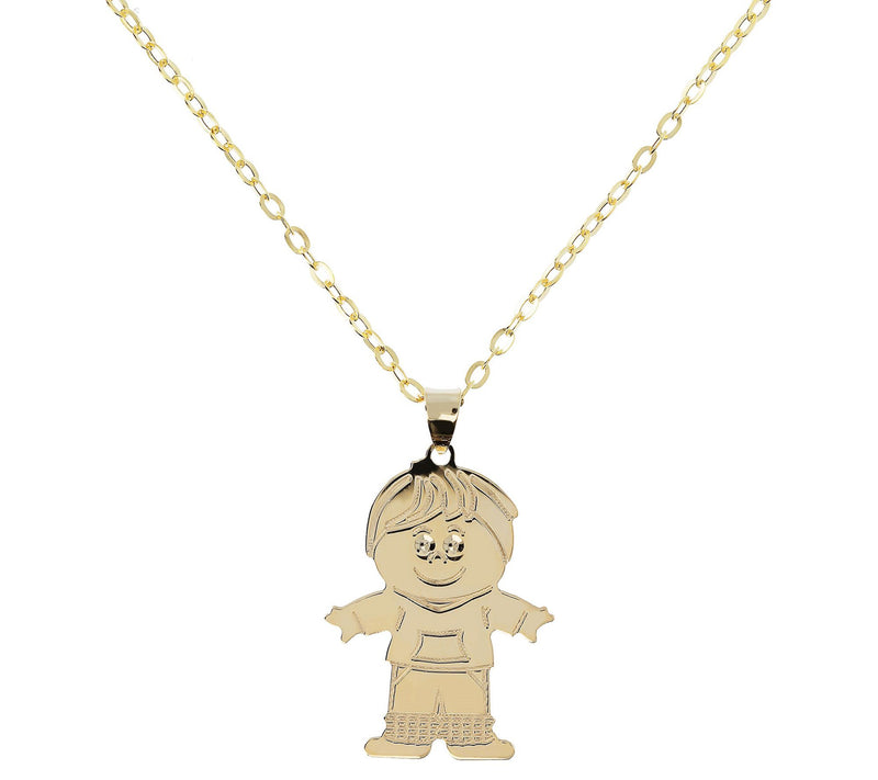 Italian Gold Boy Pendant with 18" Chain, 14K Gold — Main view