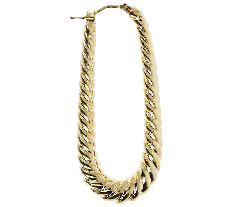 BellaOro Elongated Ribbed Hoop Earrings, 14K — View 8