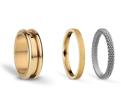 Bering Goldtone & Stainless Interchangeable Ring Set