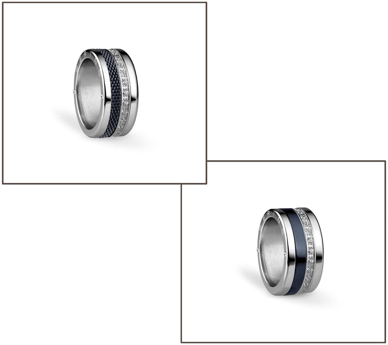 Bering Stainless & Blue Stainless Interchangeable Ring Set — View 8
