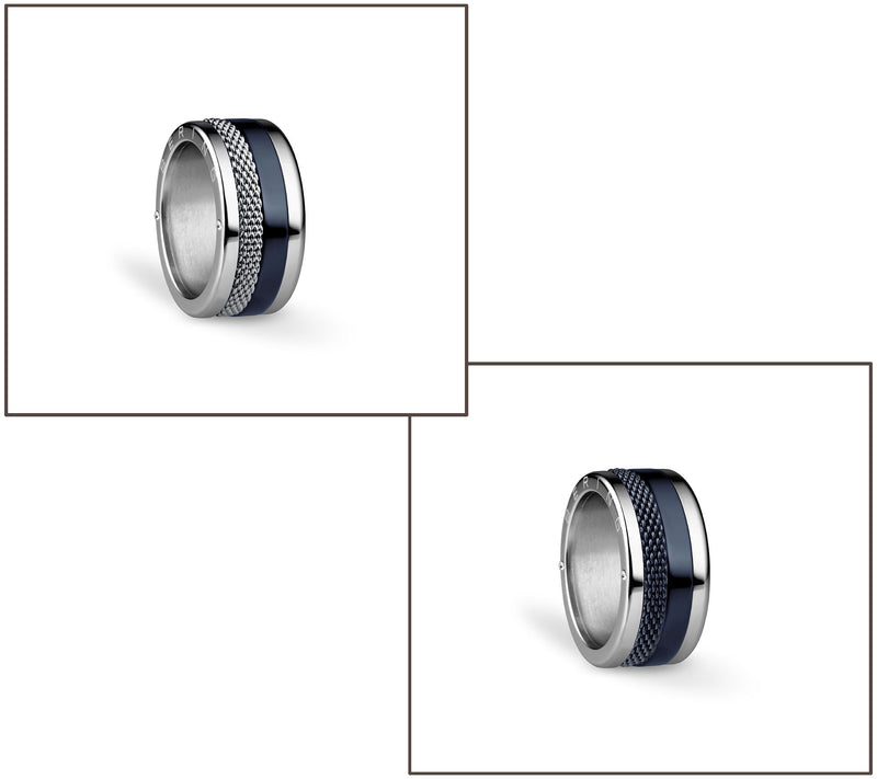 Bering Stainless & Blue Stainless Interchangeable Ring Set — View 7
