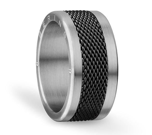 Bering Black IP-Plated & Stainless Interchangeable Ring Set — View 6