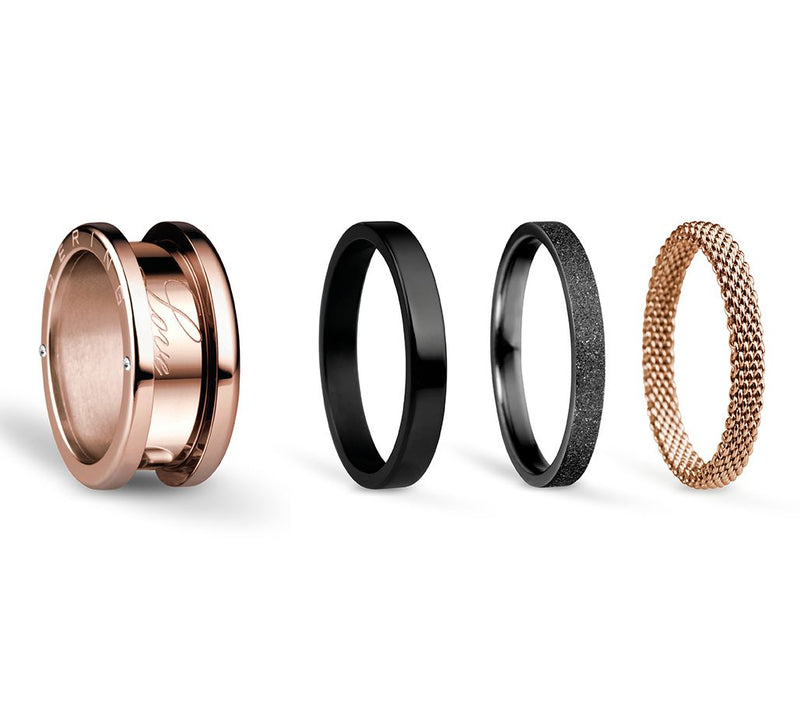 Bering Rosetone & Black Stainless Interchangeable Ring Set — Main view