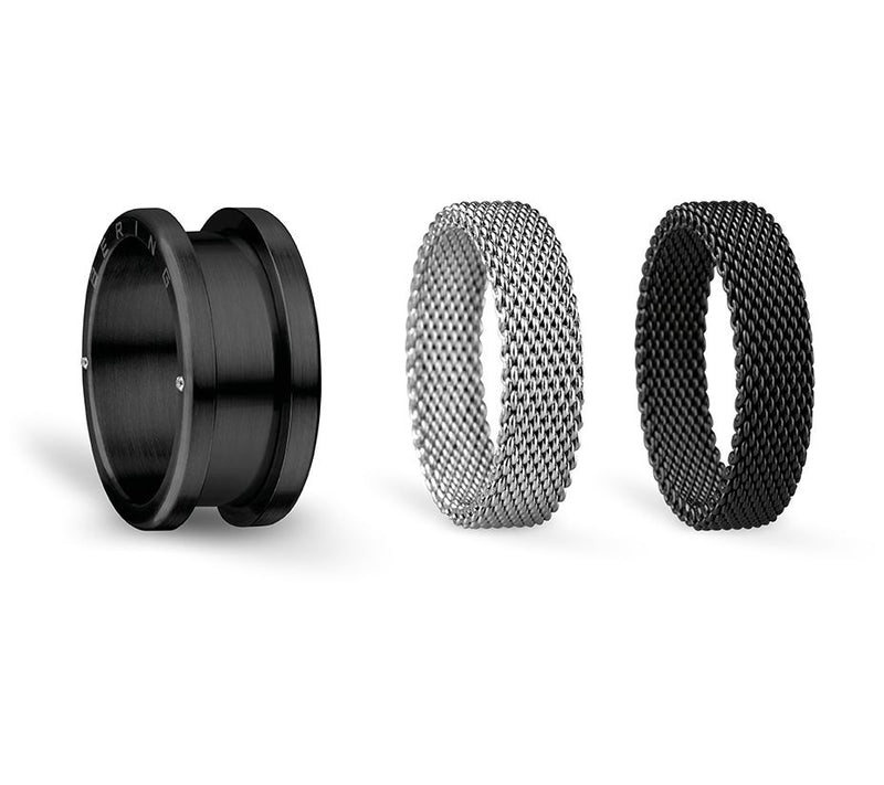 Bering Black & Stainless Interchangeable Ring Set — Main view