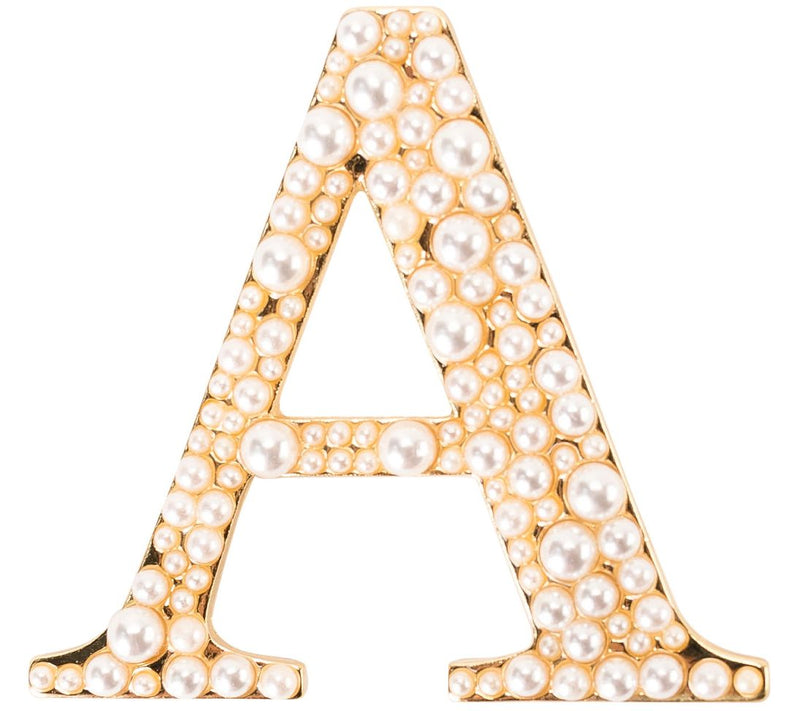Violet & Brooks Simulated Pearl Letter Brooch — View 3