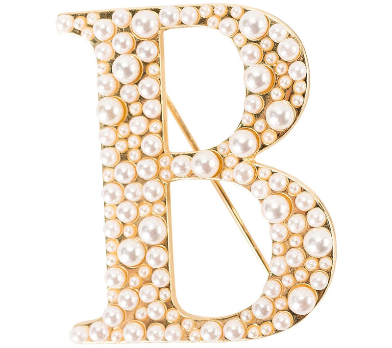 Violet & Brooks Simulated Pearl Letter Brooch — View 5