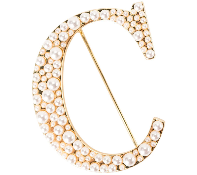 Violet & Brooks Simulated Pearl Letter Brooch — View 7