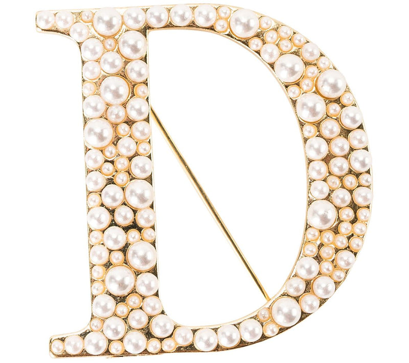 Violet & Brooks Simulated Pearl Letter Brooch — View 19