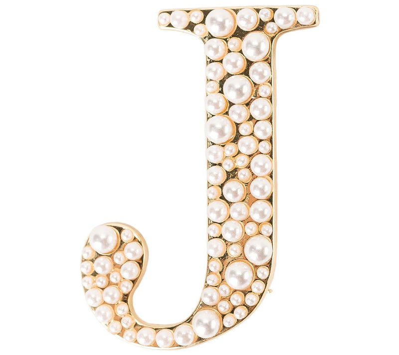 Violet & Brooks Simulated Pearl Letter Brooch — View 21