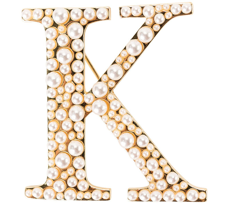 Violet & Brooks Simulated Pearl Letter Brooch — View 23