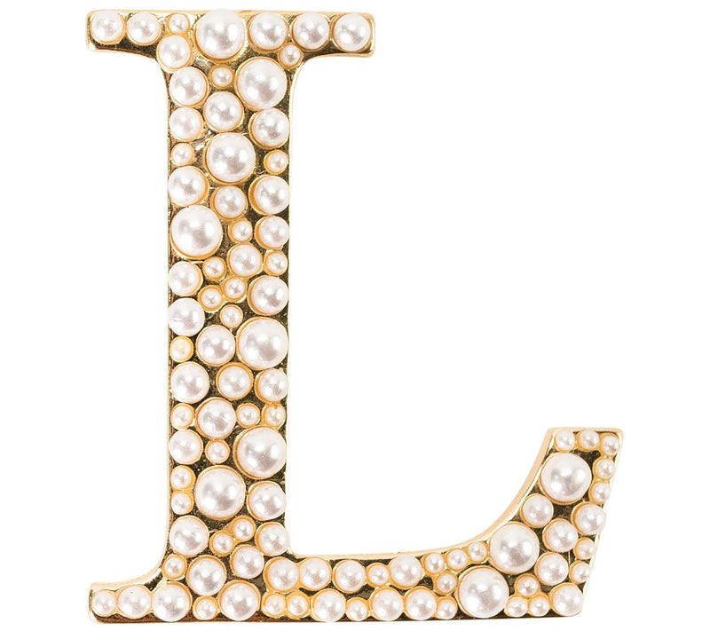 Violet & Brooks Simulated Pearl Letter Brooch — View 25