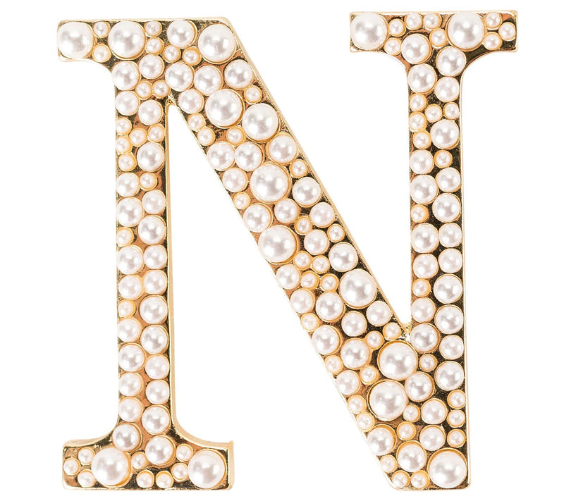 Violet & Brooks Simulated Pearl Letter Brooch — View 29