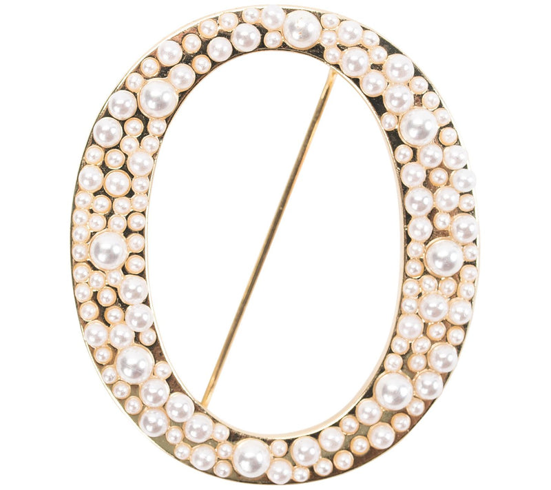 Violet & Brooks Simulated Pearl Letter Brooch — View 31
