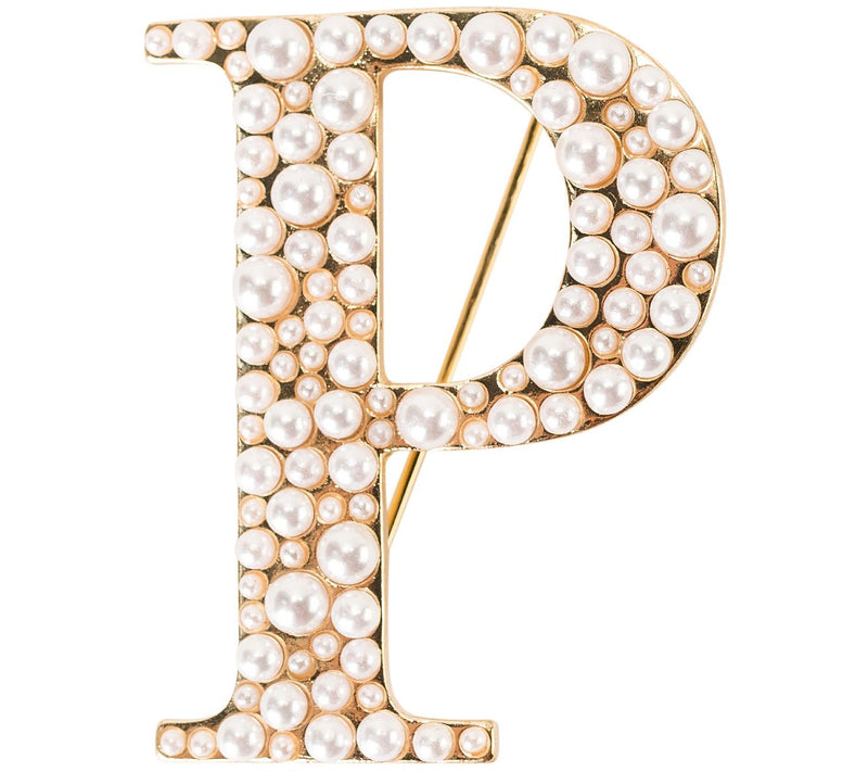 Violet & Brooks Simulated Pearl Letter Brooch — View 33