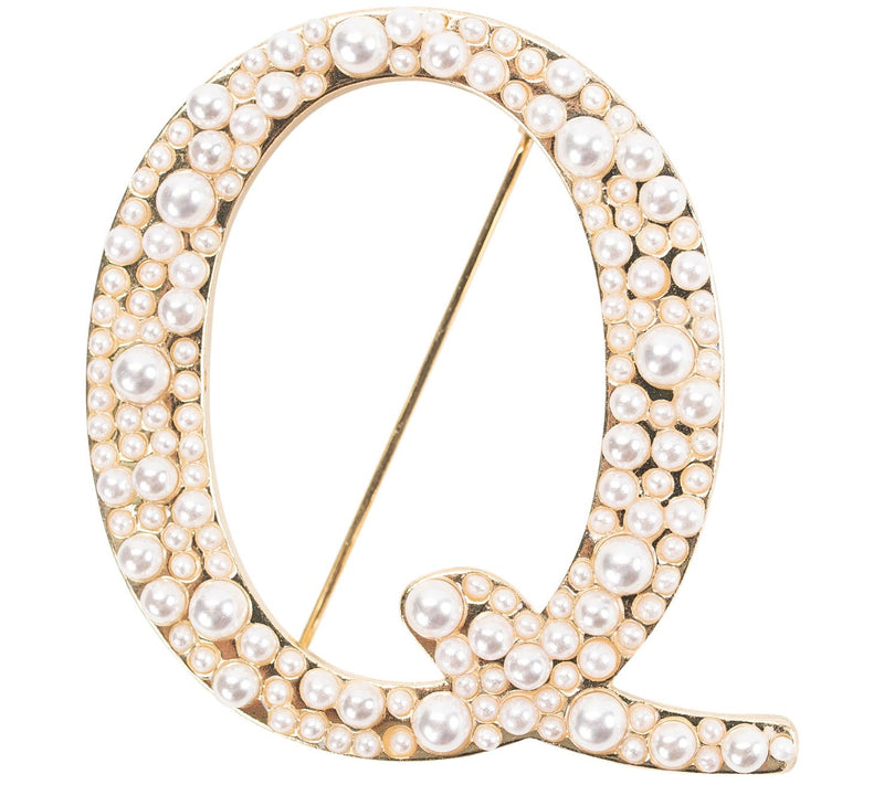 Violet & Brooks Simulated Pearl Letter Brooch — View 35