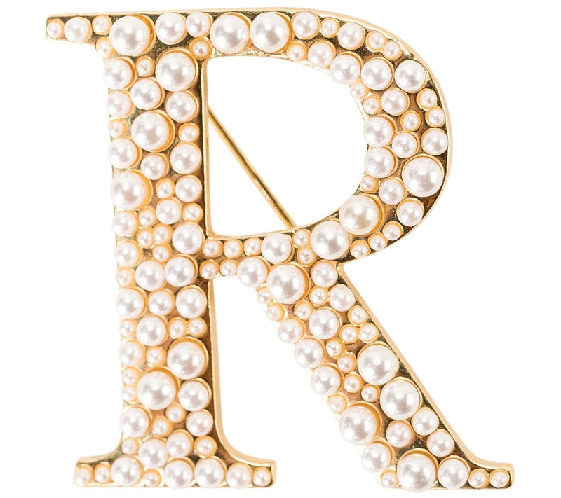 Violet & Brooks Simulated Pearl Letter Brooch — View 37