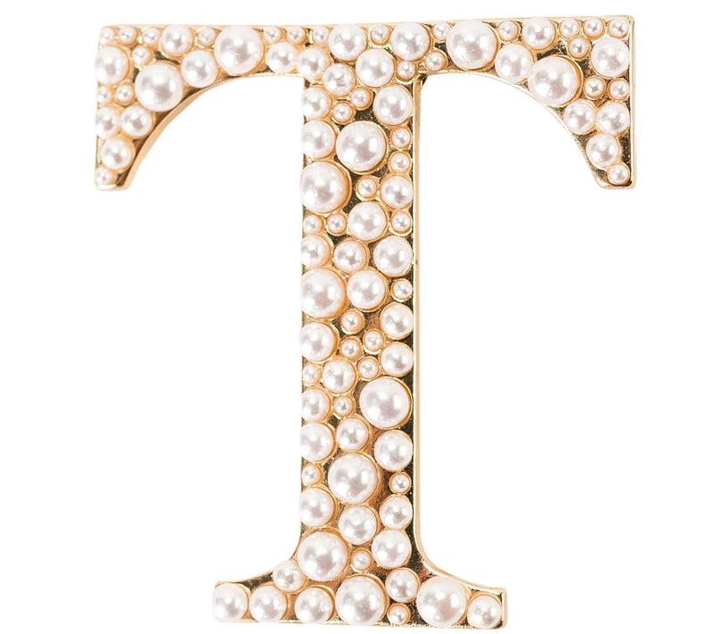 Violet & Brooks Simulated Pearl Letter Brooch — View 41
