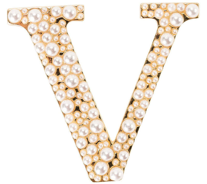 Violet & Brooks Simulated Pearl Letter Brooch — View 45