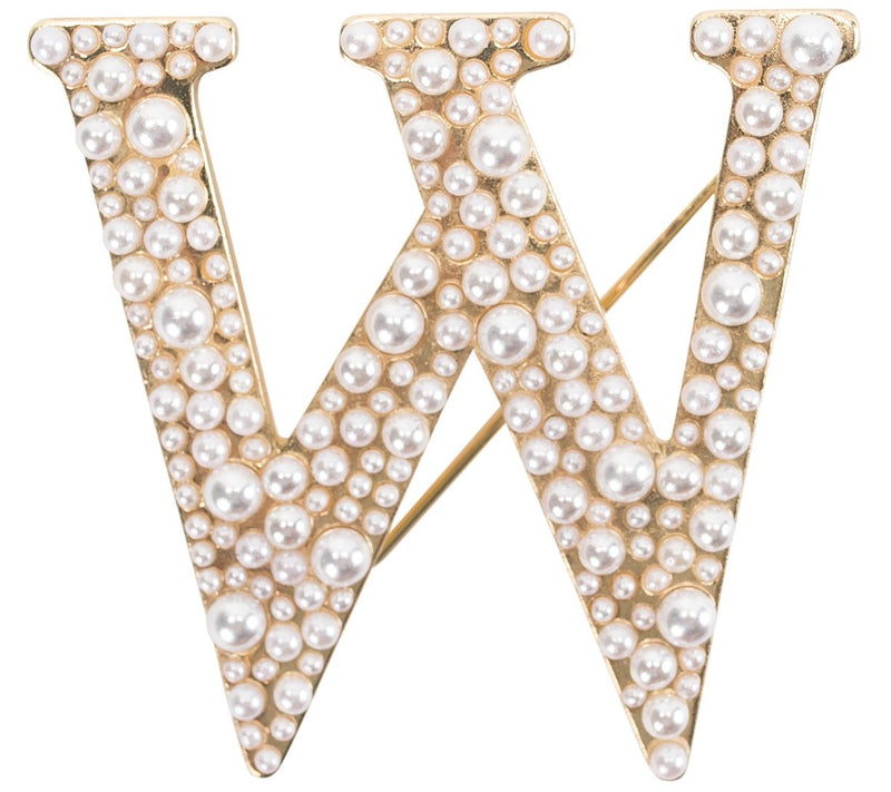 Violet & Brooks Simulated Pearl Letter Brooch — View 47