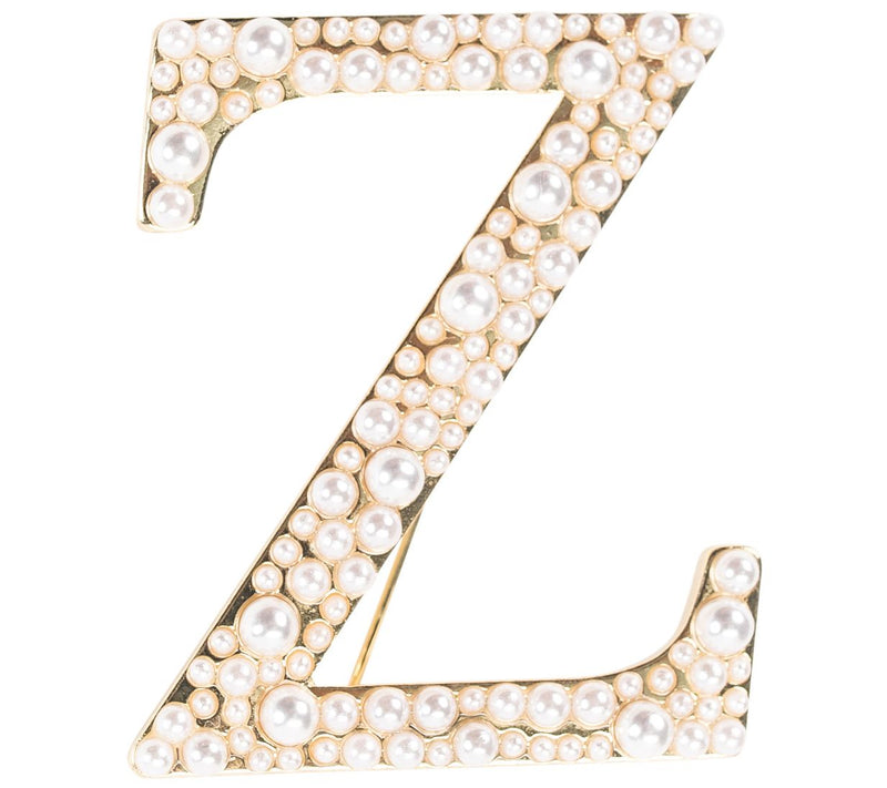 Violet & Brooks Simulated Pearl Letter Brooch — View 53