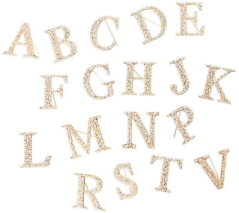 Violet & Brooks Simulated Pearl Letter Brooch — View 55