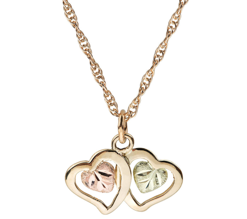 Black Hills Gold Double Heart Pendant, 10K/1 2K  Gold — Main view