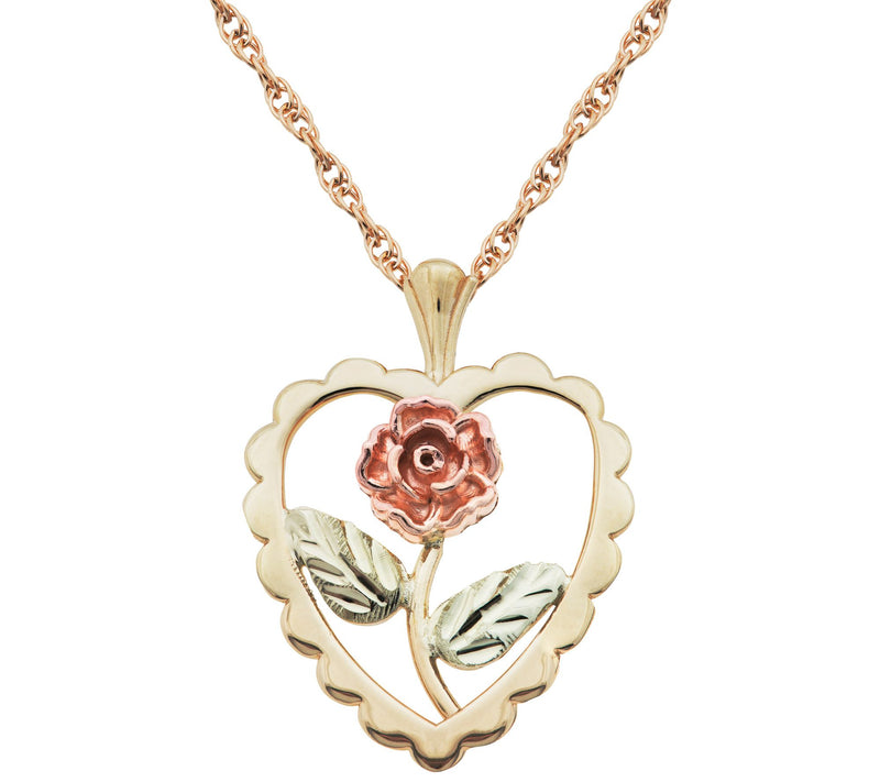 Black Hills Gold Rose Heart Pendant, 10K/12K Go ld — Main view