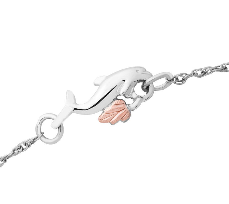 Black Hills Gold Dolphin Ankle Bracelet, Sterli  ng/12K Gold — View 2