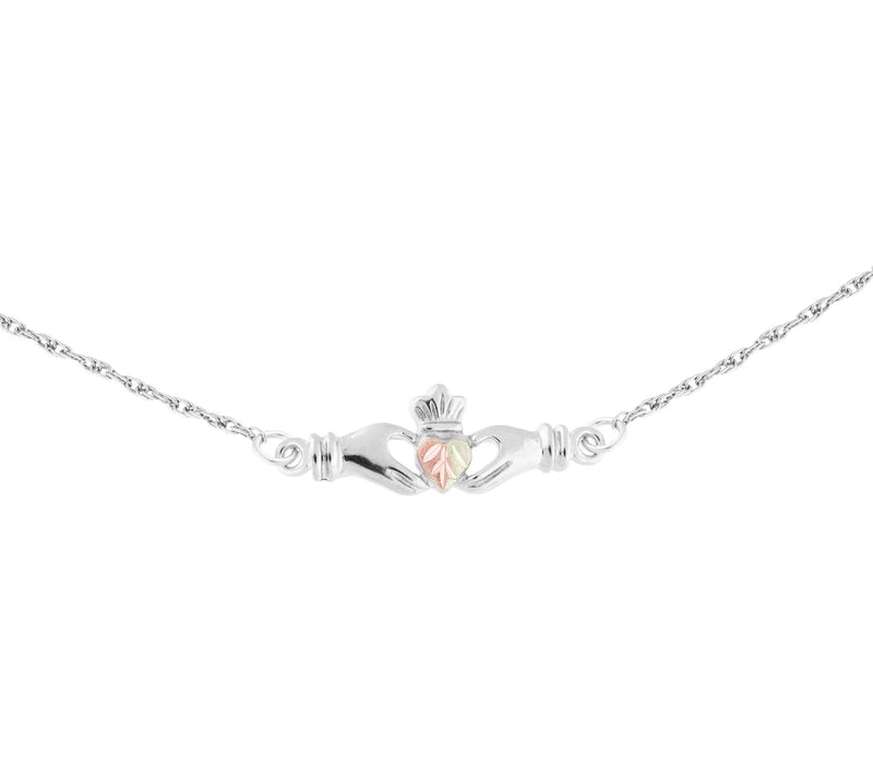 Black Hills Gold Claddagh Ankle Bracelet, Sterl  ing/12K Gold — View 2