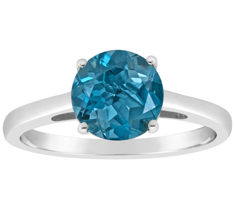 Sterling Silver Round Solitaire Gemstone Ring — View 5