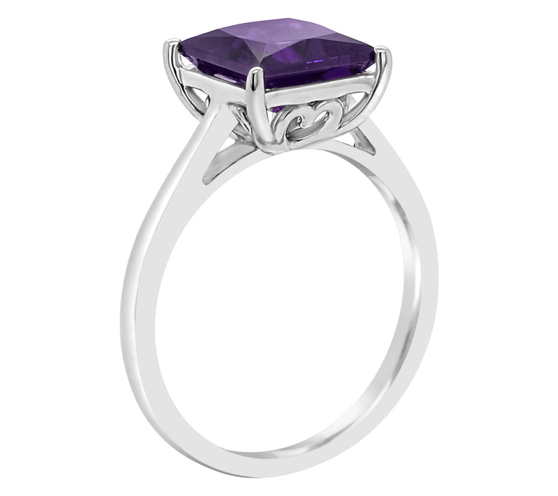 Sterling Silver 2.10 cttw Princess-Cut Ameth ysRing — View 2