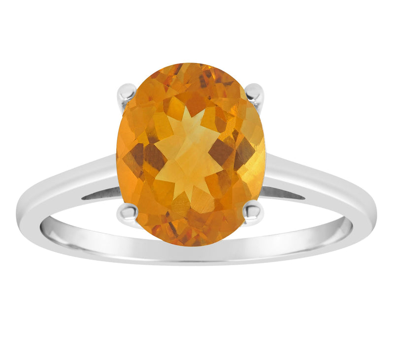 Sterling Silver Oval Gemstone Solitaire R ing — View 3