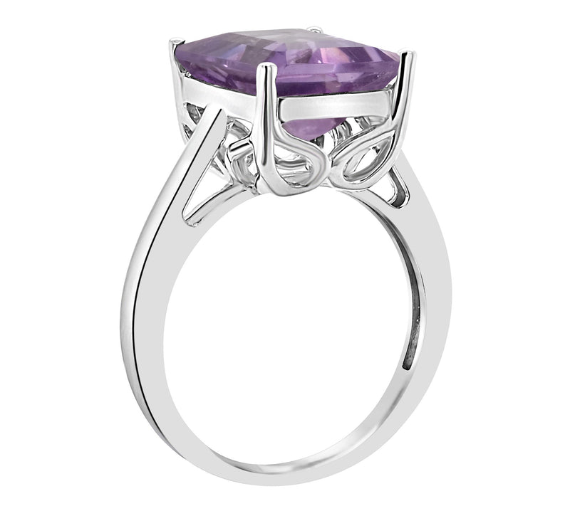 Sterling Silver Emerald-Cut Solitaire Gemstone Ring — View 6