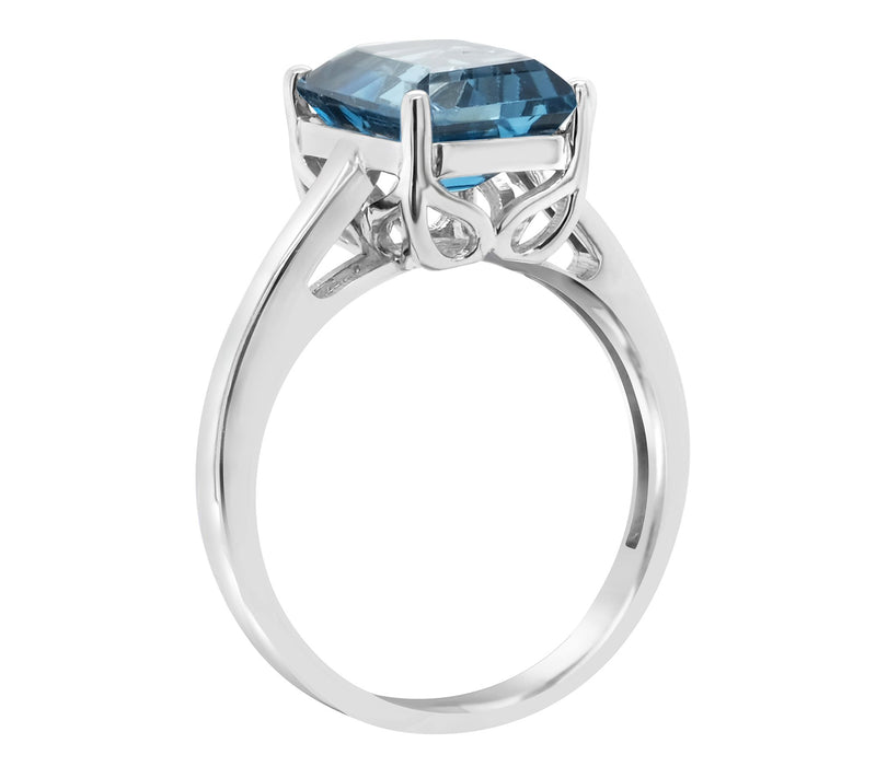 Sterling Silver 3.80 cttw Emerald-Cut London Bl ue Topaz Ring — View 2