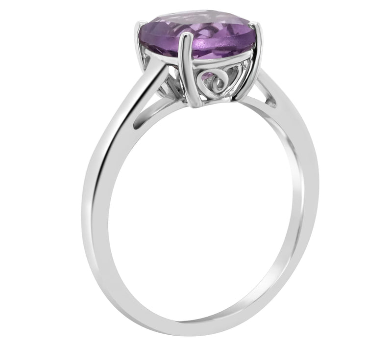 Sterling Silver Cushion-Cut Solitaire Gemstone Ring — View 10
