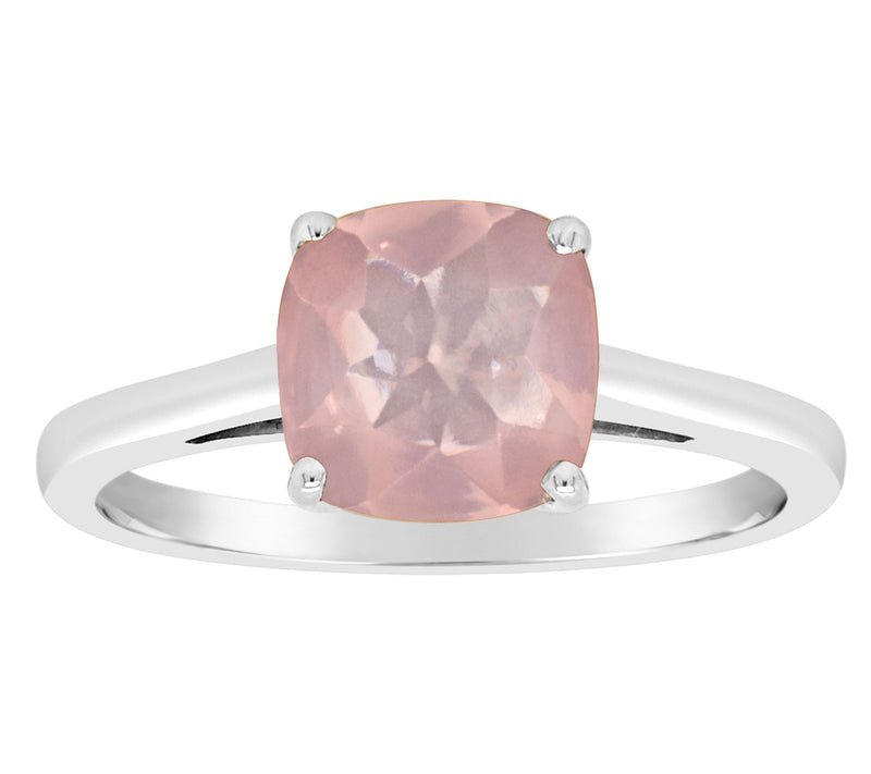 Sterling Silver Cushion-Cut Solitaire Gemstone Ring — View 7