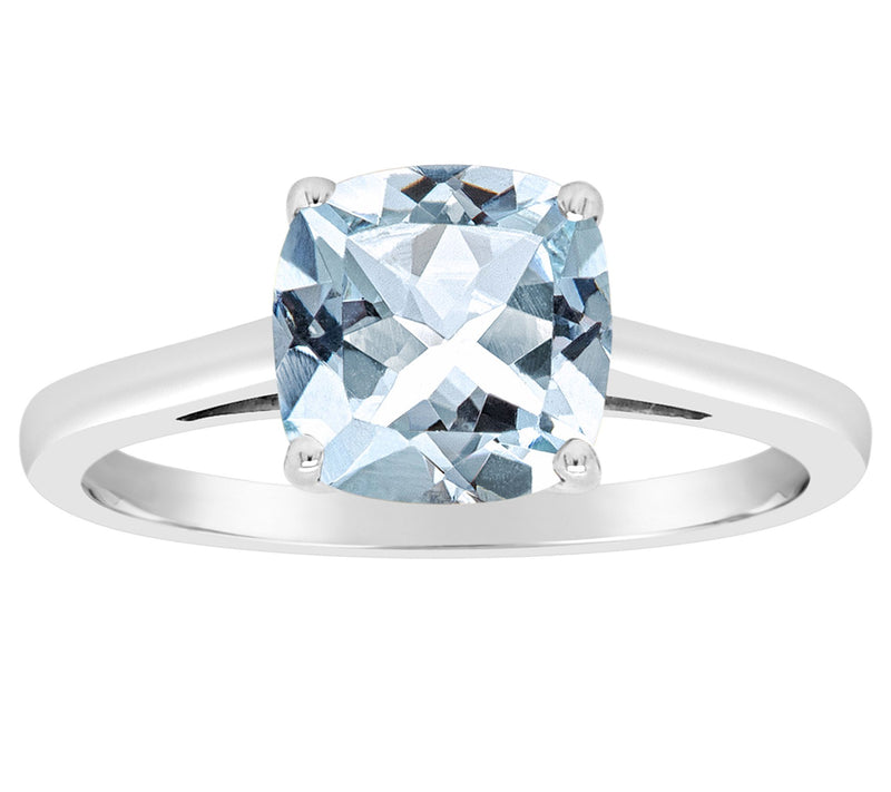 Sterling Silver Cushion-Cut Solitaire Gemstone Ring — View 5