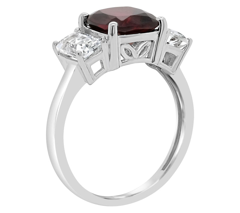 Sterling Silver 2.50 cttw Garnet & White T opazRing — View 2