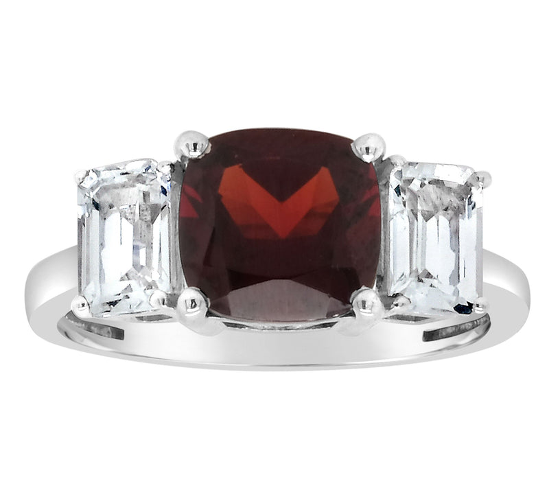 Sterling Silver 2.50 cttw Garnet & White T opazRing — Main view