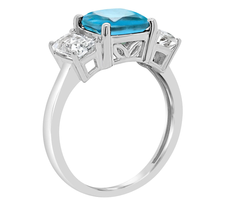 Sterling Silver 2.50 cttw Blue Topaz & White Topaz Ring — View 2