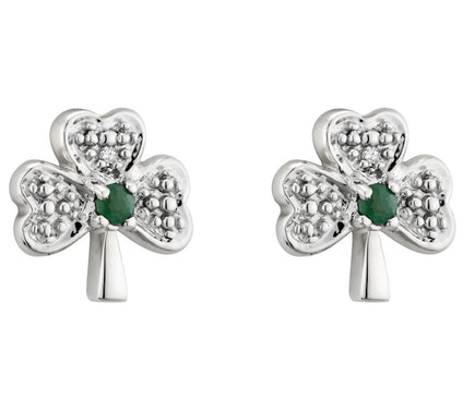 Solvar 14K Gold Emerald & Diamond Accent Shamrock Earrings
